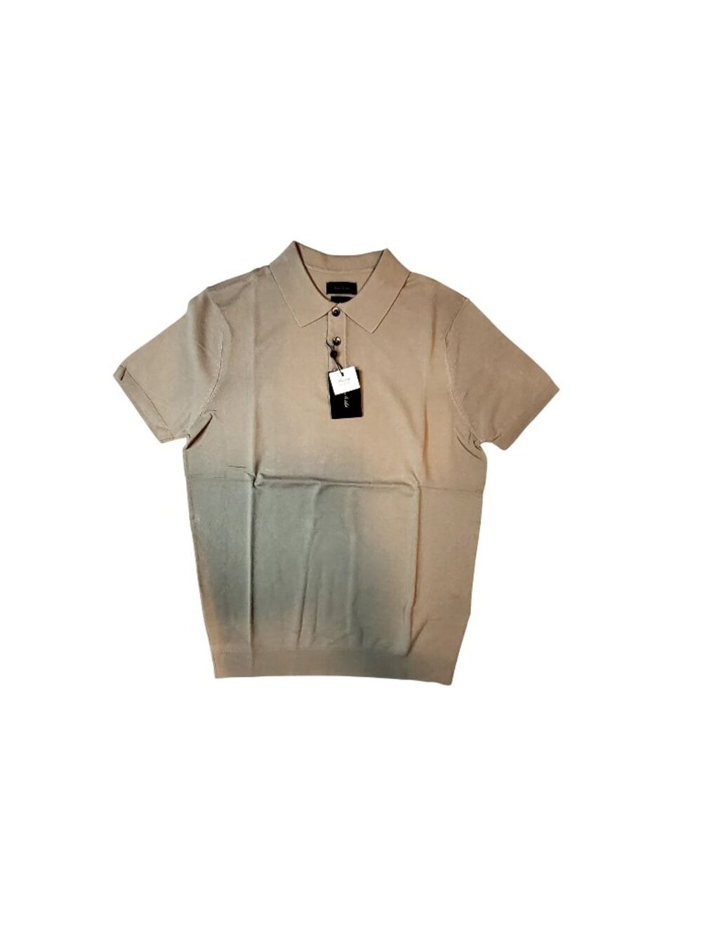 Porter & Ash Beige Short-Sleeve Knit Polo Shirt Men’s Size M Viscose Blend